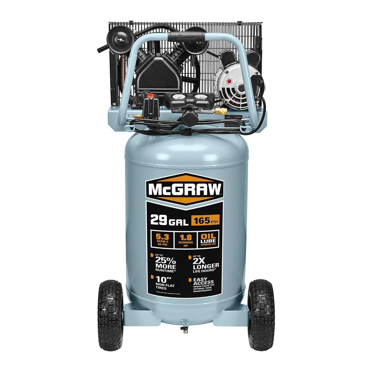 29 gallon 1.8 HP 165 PSI Oil Lube Vertical Air Compressor