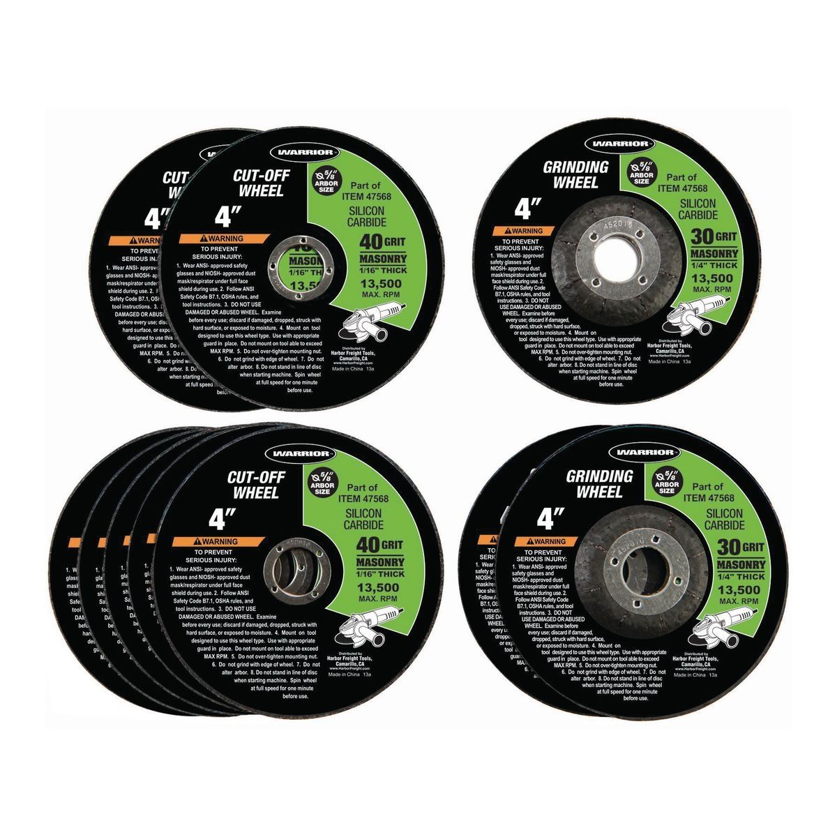 4 in. Metal/Masonry Grinding/Cut-off Wheel Assorted Set, 10