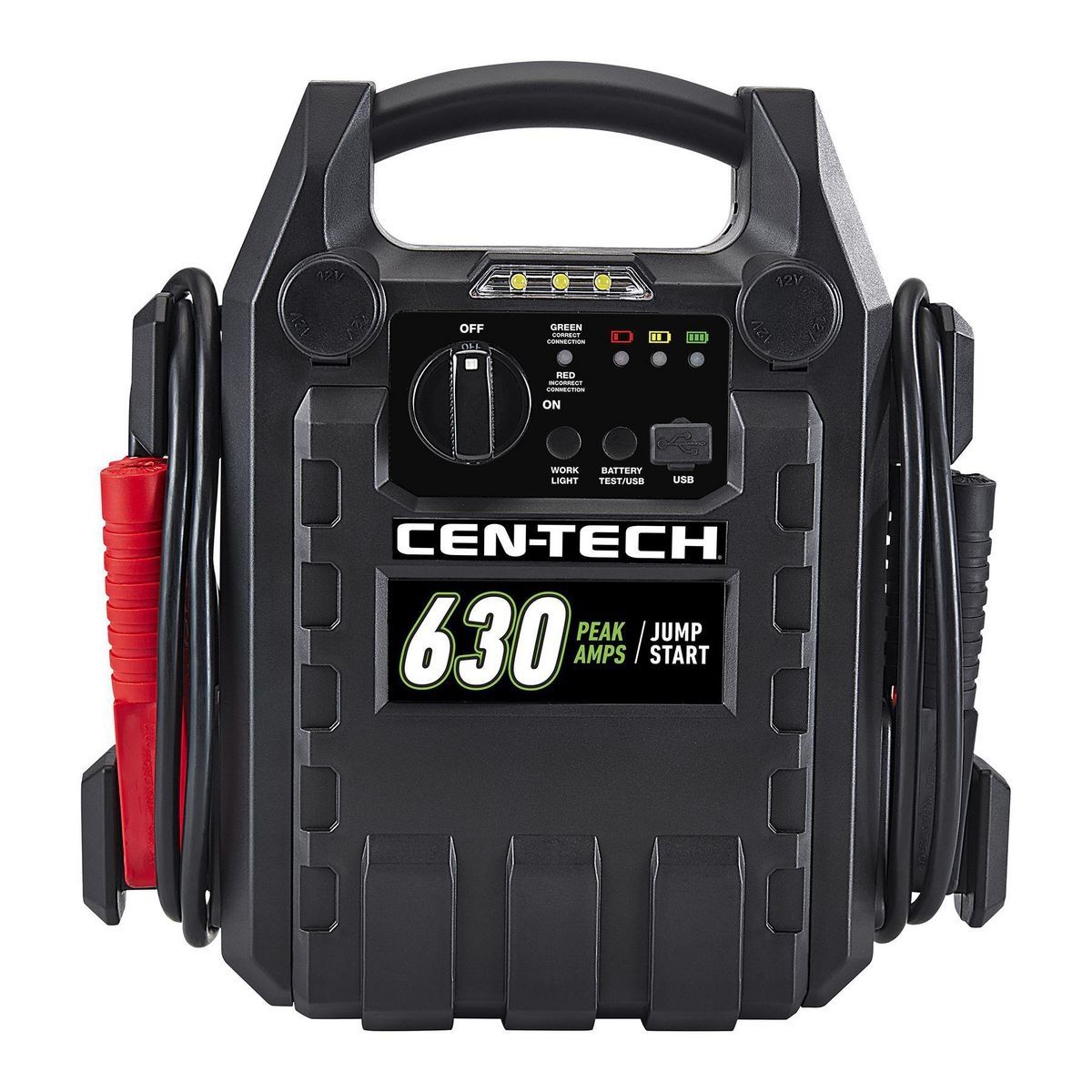 Cen Tech 630 Peak Amp Portable Car Battery Jump Starter and Power Pack